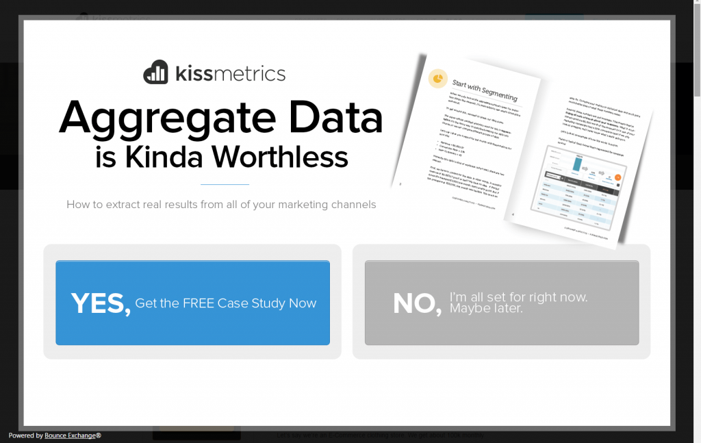 Kissmetrics pop-up