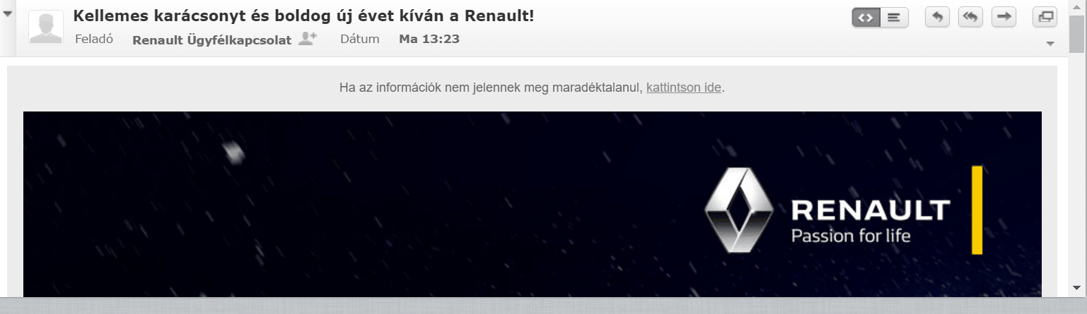 Renault karácsonyi hírlevél